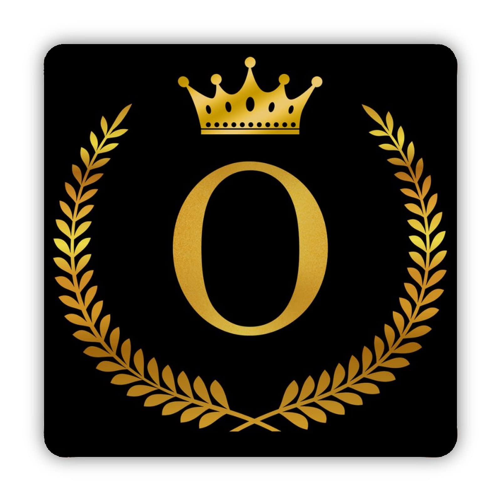 ENEDNATE Gold Crown Wreath Monogram Letter Initial O Aluminum Tin Sign 12x12 Inch Waterproof Vintage Metal Sign for School Office Classroom Gate Garage Garden Home Wall Decoration Housewarming Gifts