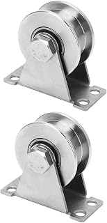 XHTLLO 2Pcs Wheel Pulley, 100KG Ceiling Lifting Pulley Block, Bearing Quiet Smoothly Stainless Steel Sliding Gate Rollers, Pulley Block for Wall Ceiling