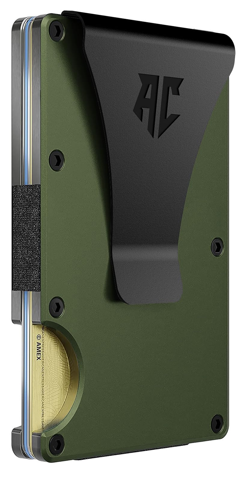 wallets for men - Men's Minimalist Credit Card Holder - Slim Wallet for Men with RFID Blocking - Front Pocket Metal Wallet with Money Clip (Green)