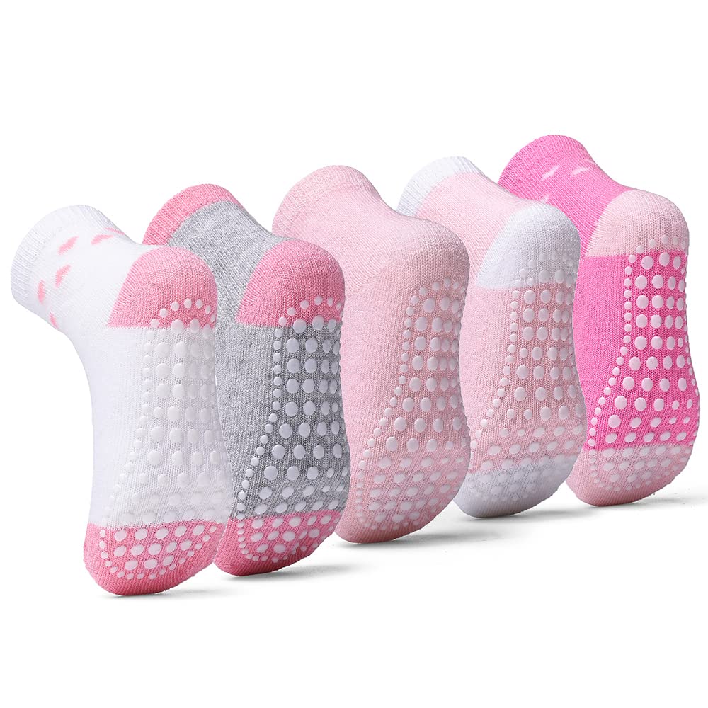 Sosenfer Kids Non Slip Socks, 5/10 Pairs Gentle Cotton Ankle Gripper Socks