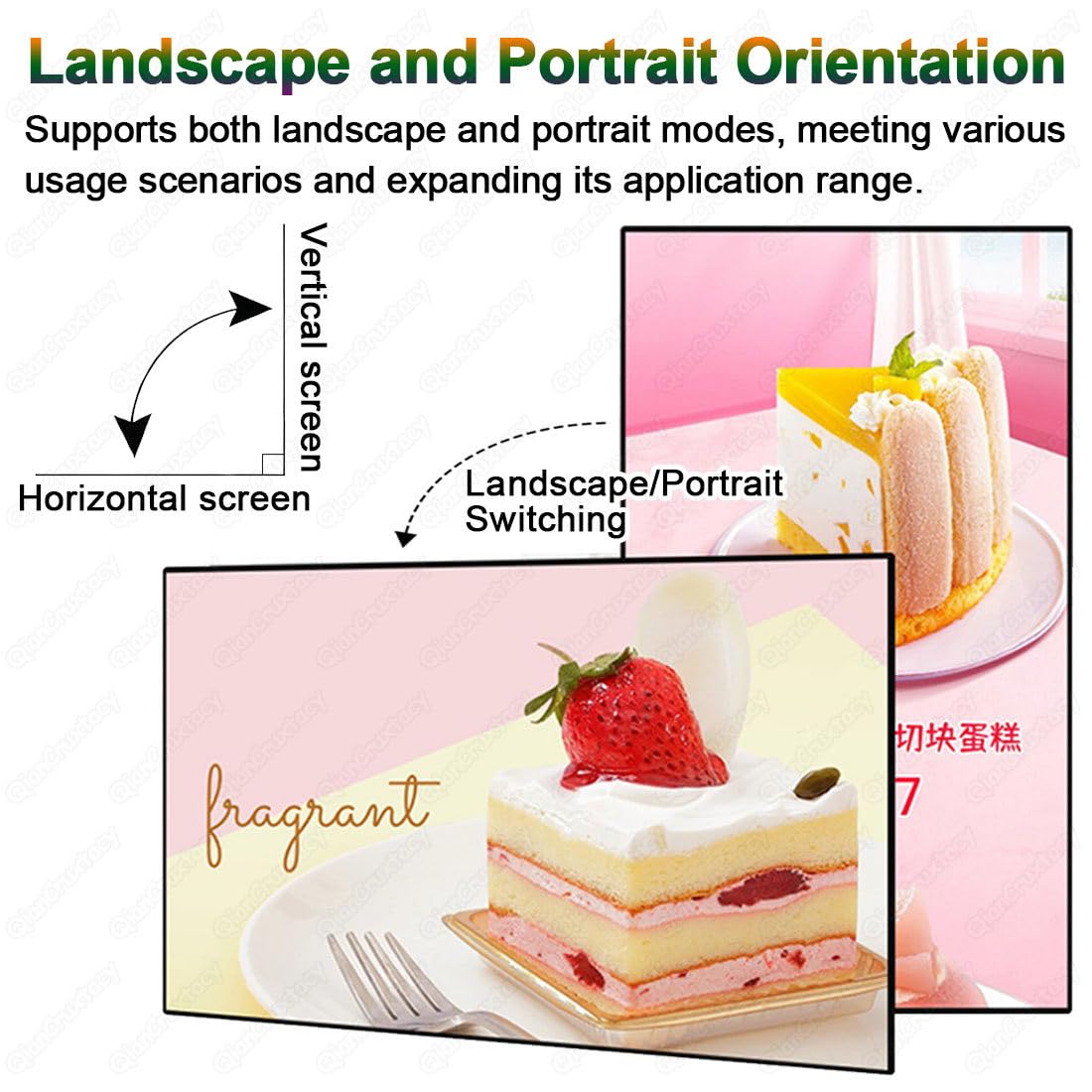 Schermo Pubblicitario Commerciale Full HD 1080p, Macchina Pubblicitaria da Parete con Funzione Split Screen, Controllo Remoto e USB, Orientamento Orizzontale e Verticale Non-touchscreen-43”