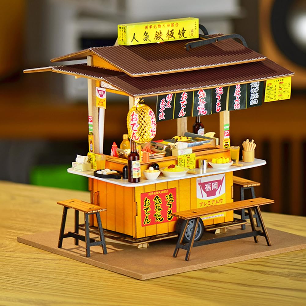 Cjeuxnr DIY Miniatur-Puppenhaus – Japanischer Nudelladen, 20x19x19.2 Cm, Mit LED