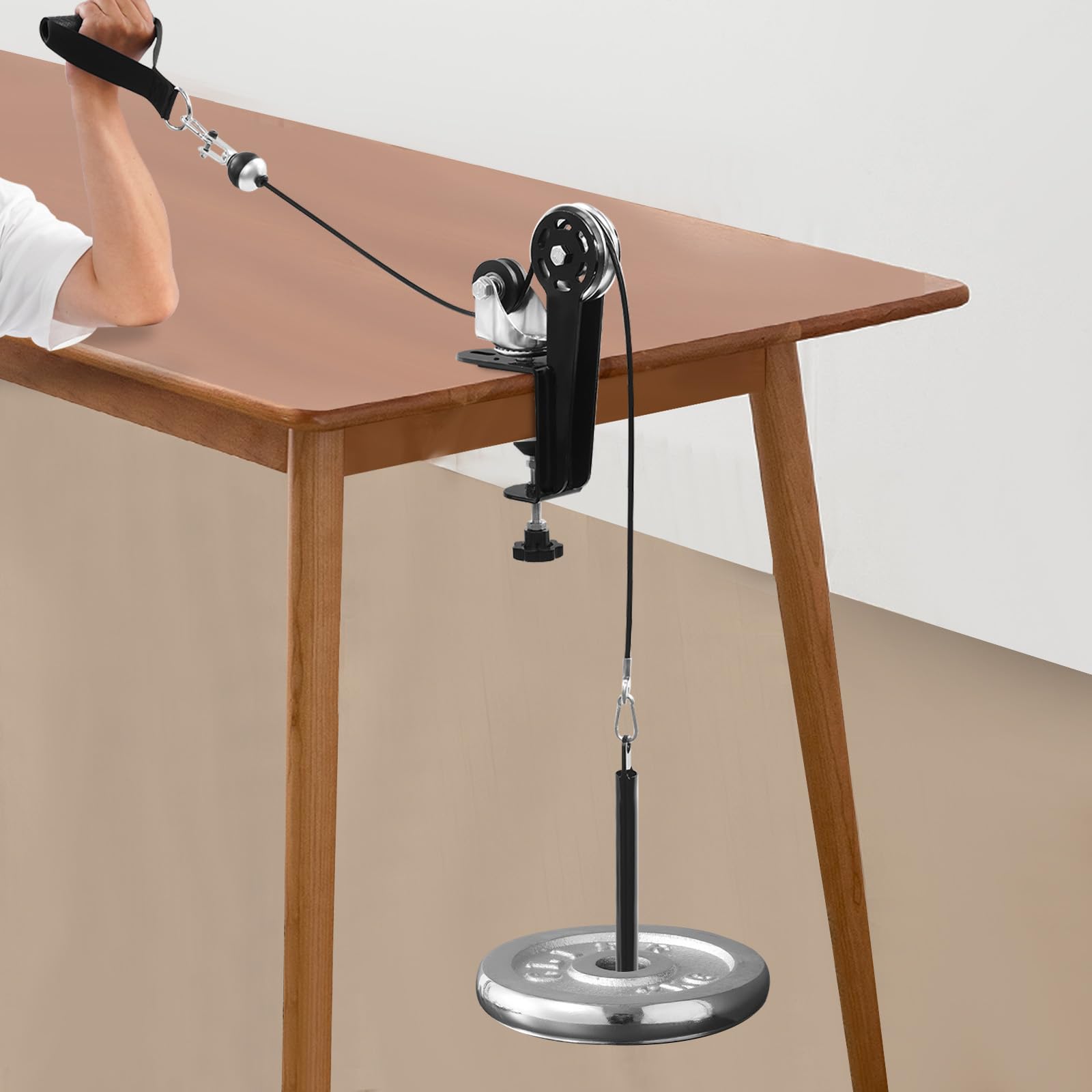 Arm Wrestling Trainer mit 1m Kabel, verstellbarer Widerstand, max.80kg | 17×29 cm Flaschenzug,für Armwrestler,Handgelenktraining,Flaschenzugmechanismus