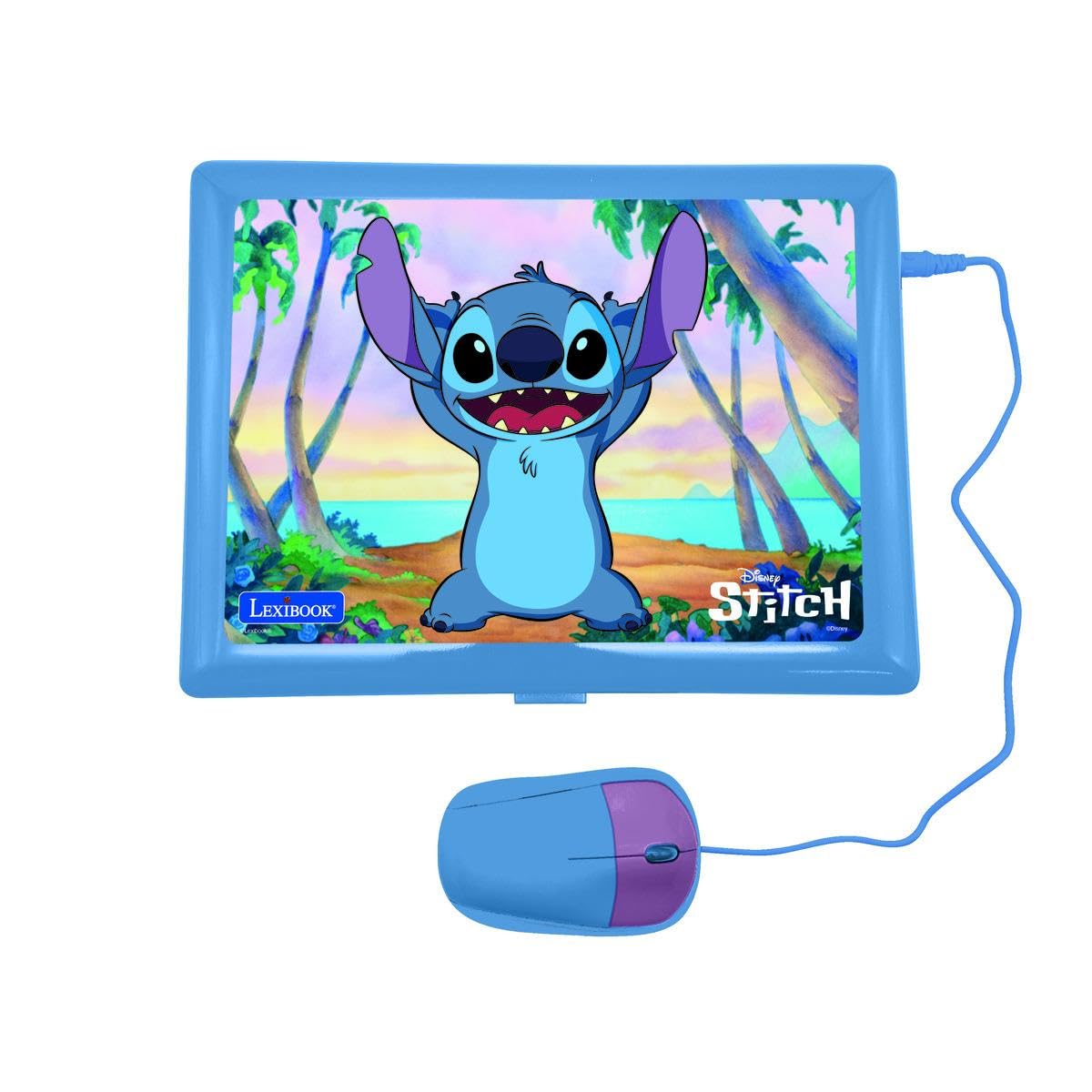 Lexibook Disney Stitch - Ordenador portátil Educativo bilingüe inglés/francés, 124 Actividades de Idioma, Escritura, matemáticas, lógica, música y Juegos, niños y niñas, JC598Di1LXB