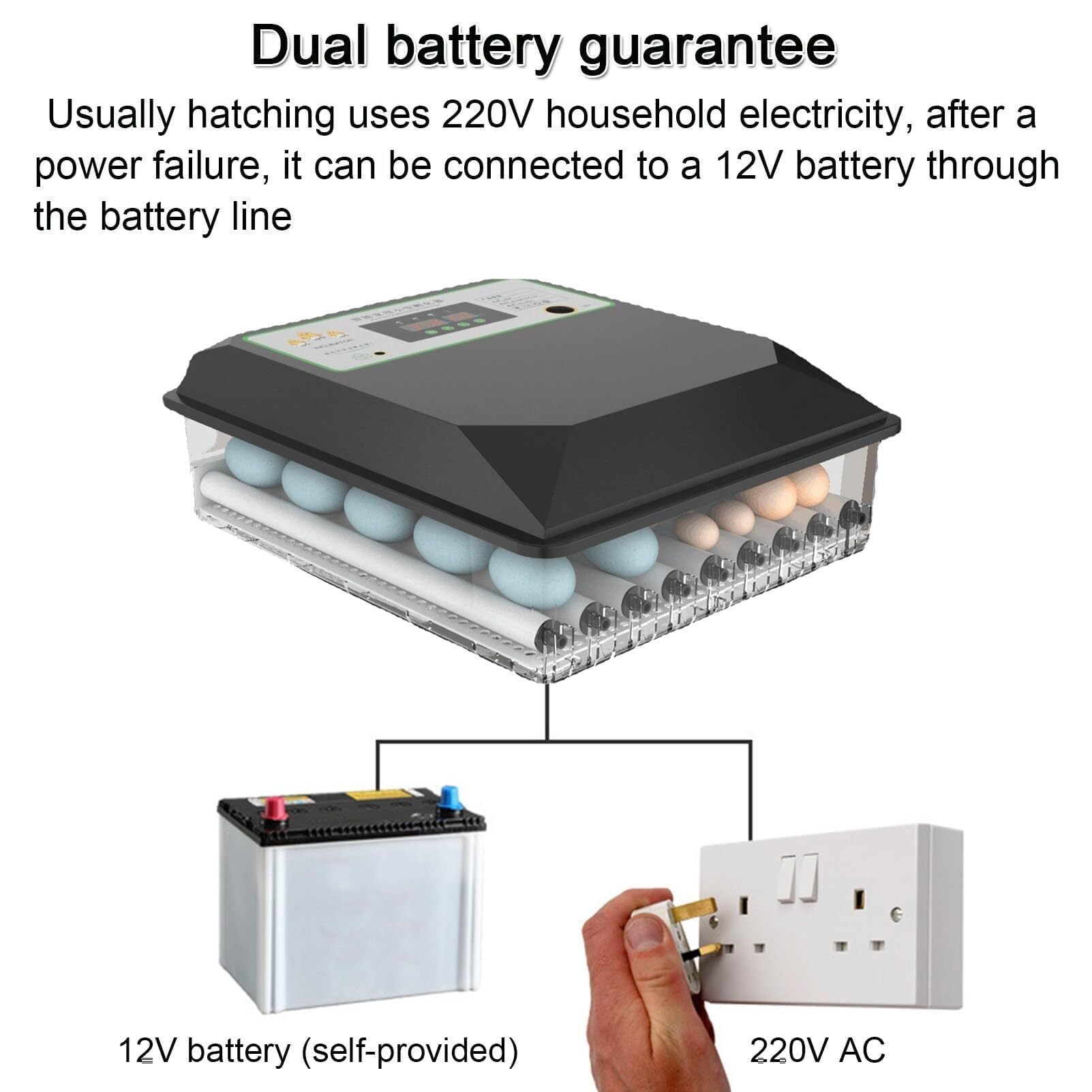 Incubadora de huevos para incubar 64 huevos, inteligente automática con giro de huevos, control de temperatura y humedad, iluminación LED para pollos, patos, codornices