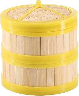 Steamer Basket with Lid 3.5-inch Set of 2 Traditional Dumpling and Bun Steamer Basket for Chinese Food Cooking Kitchen Use