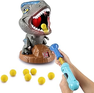 Dinosaur Shooting Toys for Kids, Lujex Movable Target Shooter Games with LCD Score Record and 20 Soft Foam Balls, Air Balls Dinosaur Shooting Toys for Boys Girls and Dinosaur Gifts for Indoor Outdoor