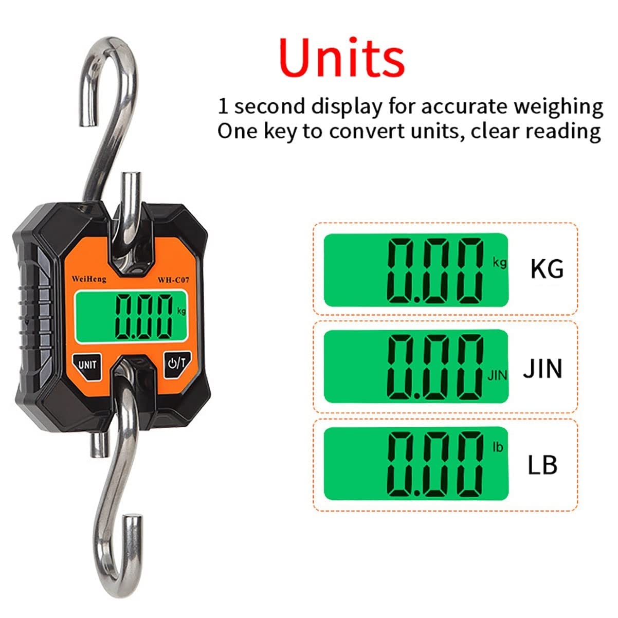 Digital Luggage Scales, 100kg Portable Crane Scale Digital Hanging Scales 220lb Weight Scale with Hooks for Farm Fishing, Hunting, Outdoor, Luggage