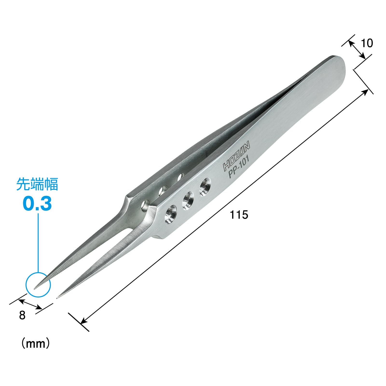 Hozan (Hozan) Pinzette (pinzette) spessore 2,8 mm larghezza punta 0,3 mm PP-101