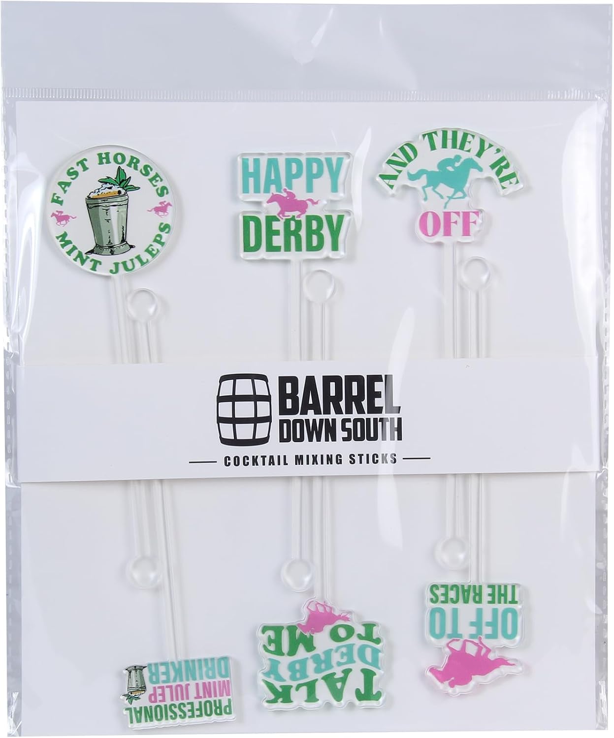 Derby Party Cocktail Stirrer Swizzle Sticks - Horse Racing Decor - Kentucky Hostess Gift - Acrylic Drink Marker - Derby Day Decorations (Multi Color Jockeys)