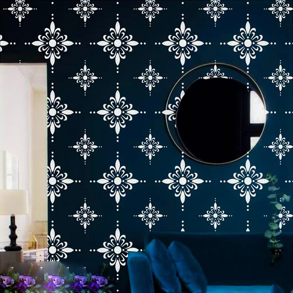 DESIGN IN Flower Painting Reusable Plastic Wall Stencils for Home