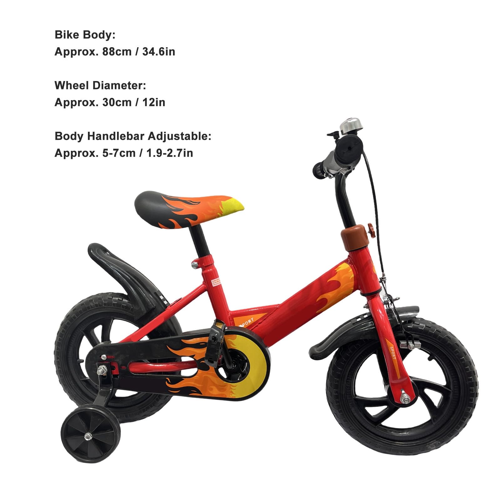 Amazon | 補助輪付き12インチ子供用自転車、高炭素鋼子供用スポーツ