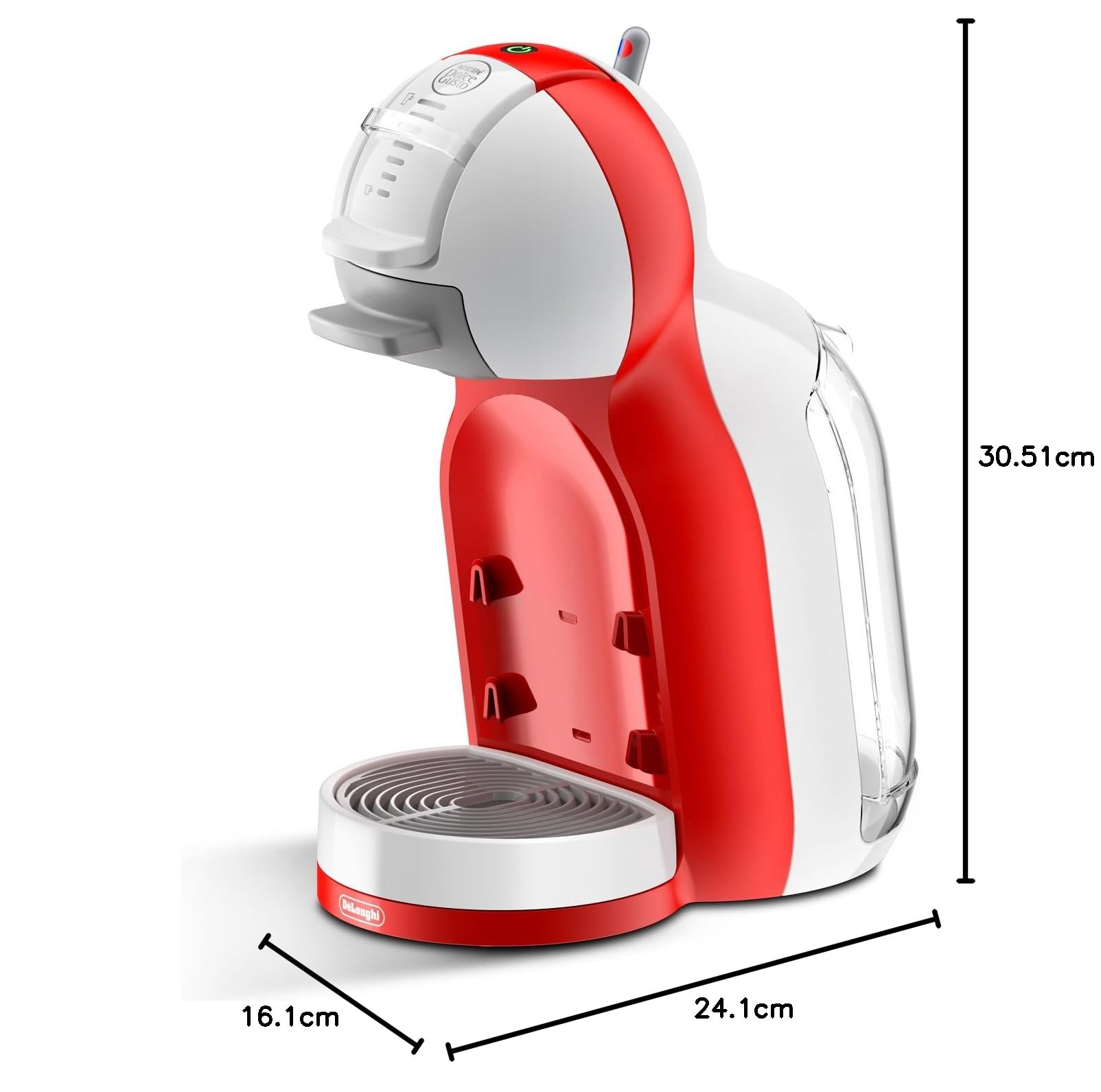 NESCAFÉ DOLCE GUSTO Mini Me EDG305.WR - Cafetera automática de cápsulas, 15 bares de presión para bebidas frías y calientes. 0.8 l. Color blanco y rojo