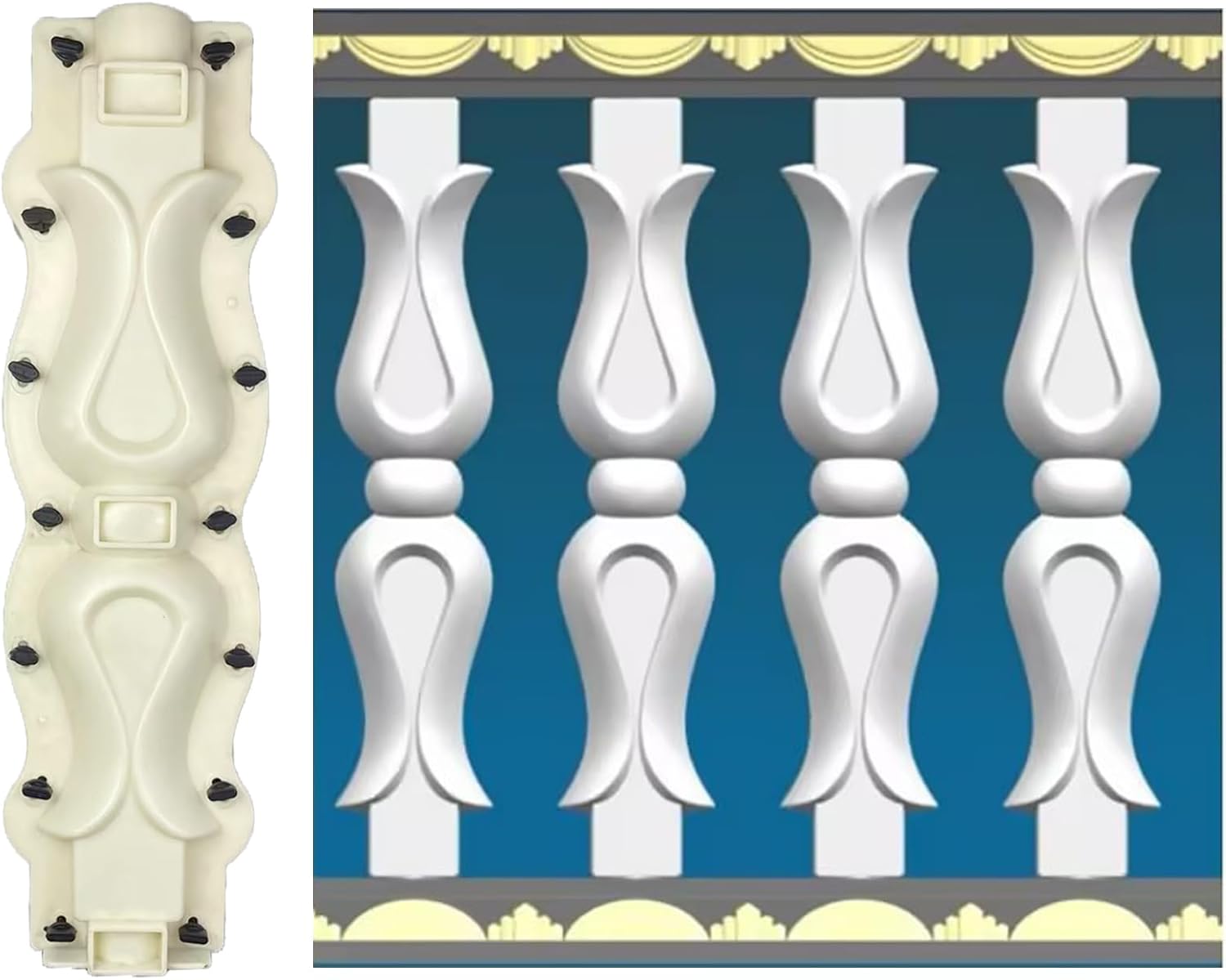 Concrete Balcony Molds, Baluster Molds for Fence Garden and Home Decoration (Style 1)