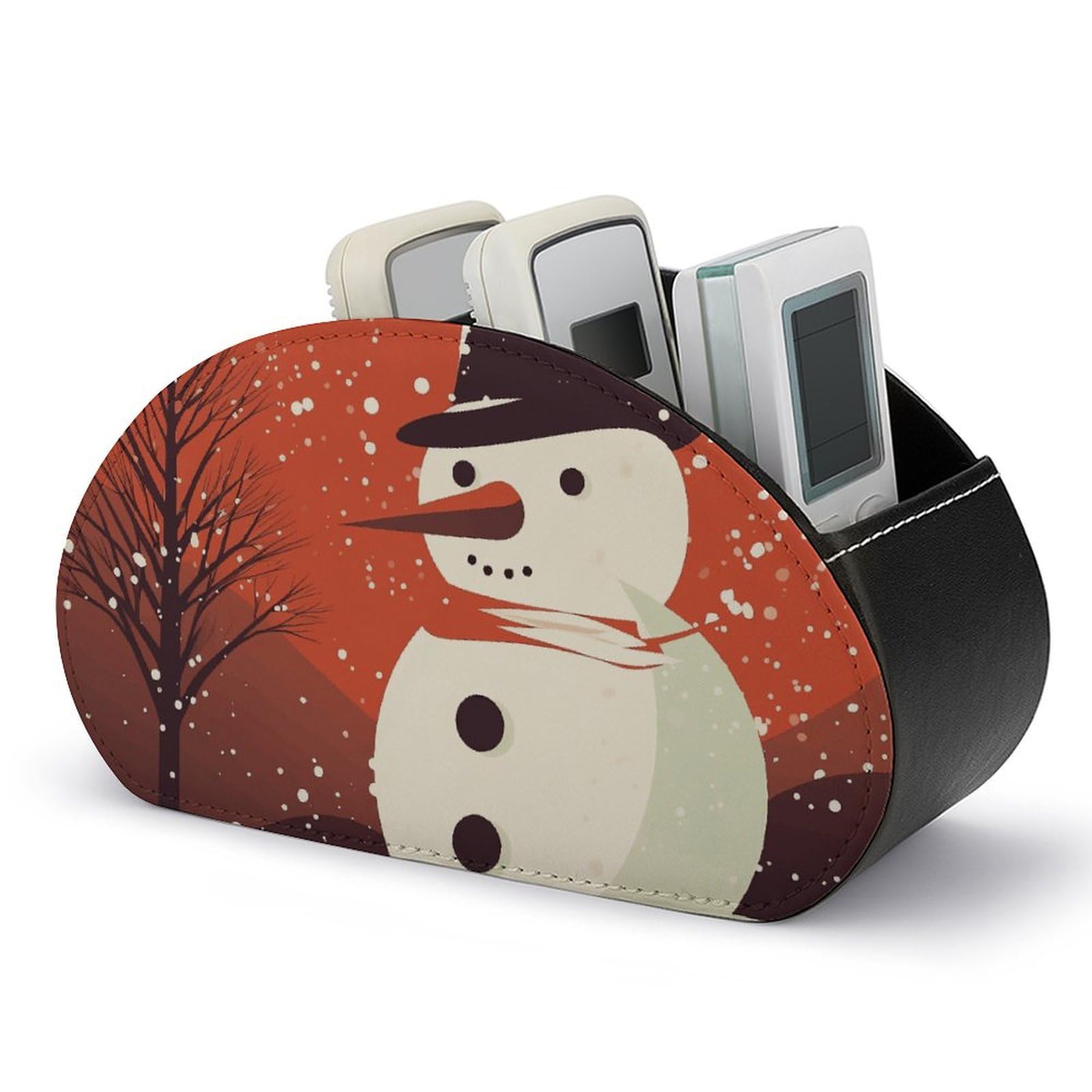 Organiseur de bureau bonhomme de neige et support de télécommande imprimé