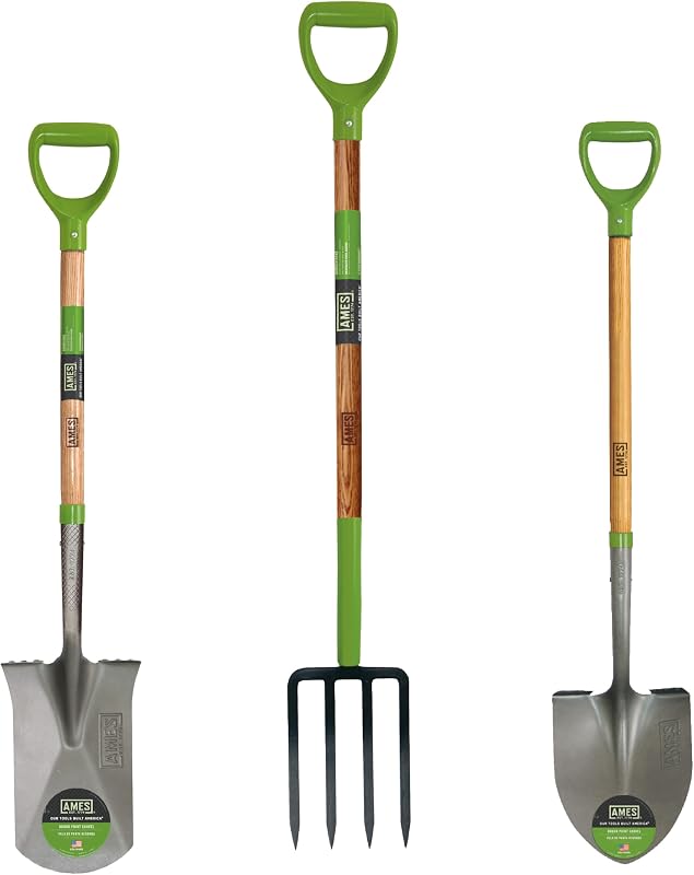 3-pc. Small Spaces Gardening Kit with Border Spade, Digging Fork, and Round Point Shovel