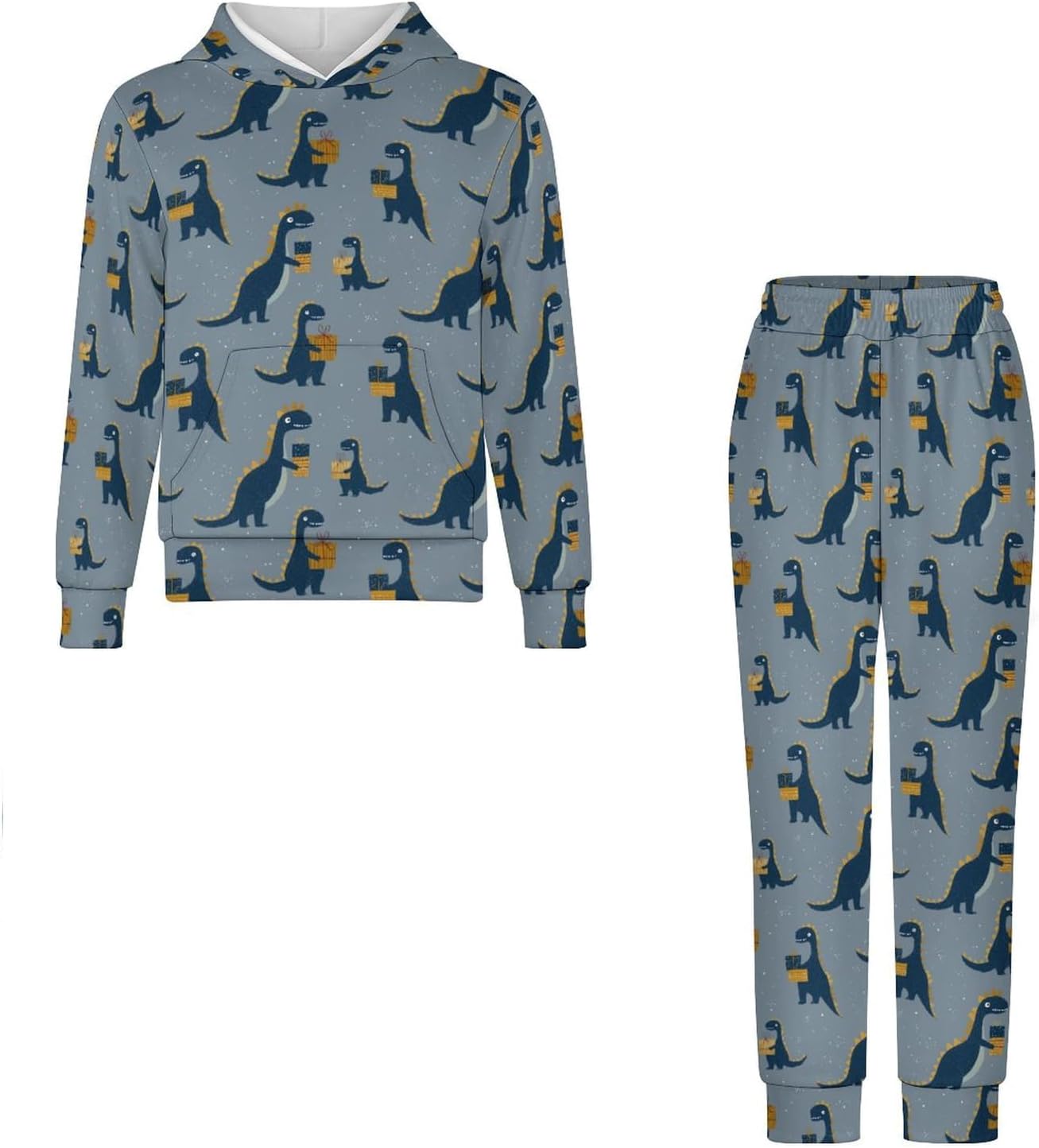 Boys Sweatsuit Set Hoodie and Jogger Animals Print Warm Inside Elastic Waistband Sizes 3-14 Years