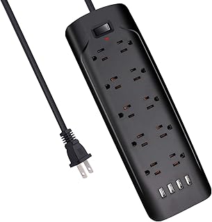 10FT 2 Prong Power Strip 3Meters Extension Cord, Polarized 2 Prong to 3 Prong Outlet Adapter with 5V 3.4A USB,700J Surge Protector, Wall Mountable, Ideal for Non-Grounded Outlets, Black