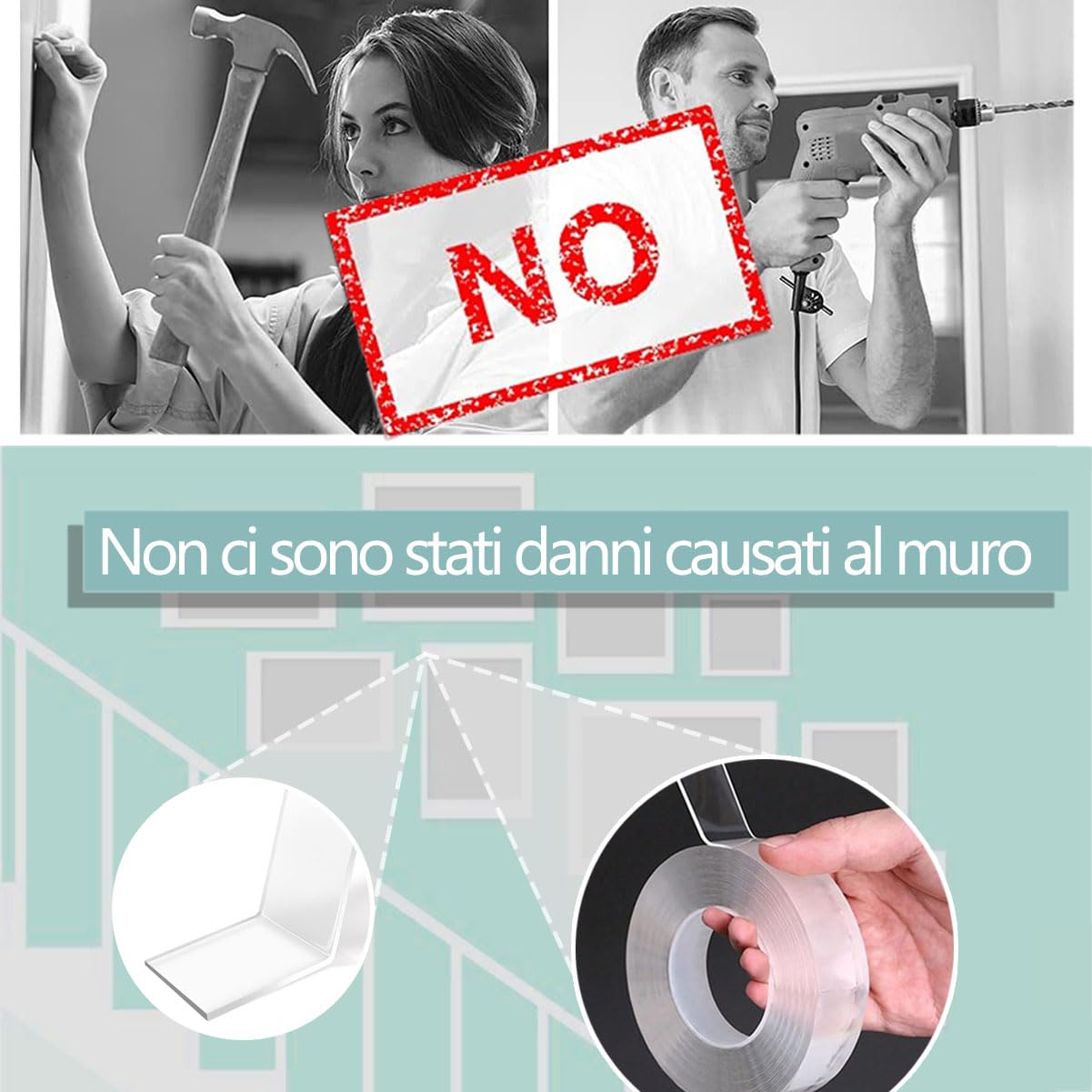 Millechiodi Extra Forte Nastro Biadesivo Extra Forte Trasparente - Per Montaggio Auto, Veicoli, Super Adesivo Scotch Biadesivo - Foto 4