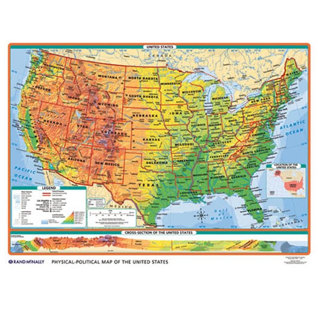 Physical-Political U.S./World Desk Map - 5 Pack