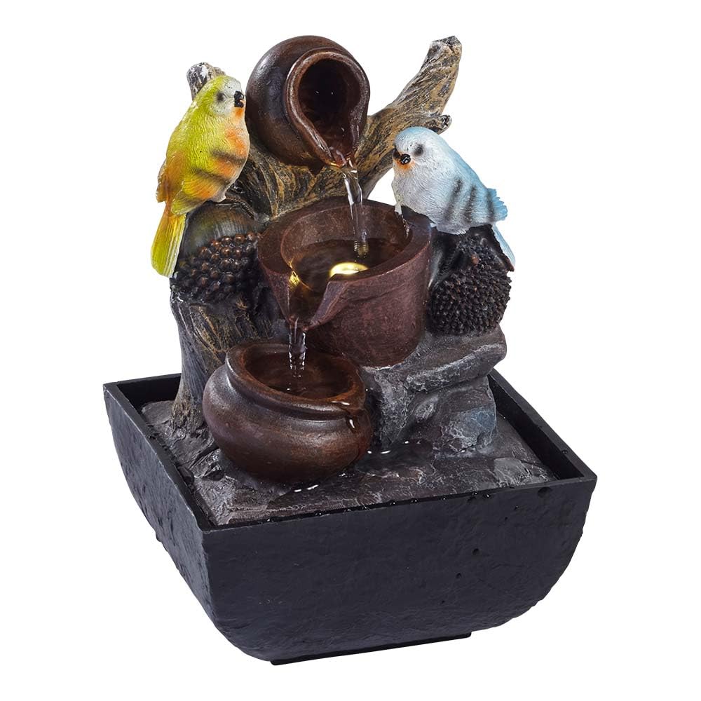 EUROtops Fontaine d'intérieur à LED Motif oiseau 13,3 x 13,3 x 19,5 cm