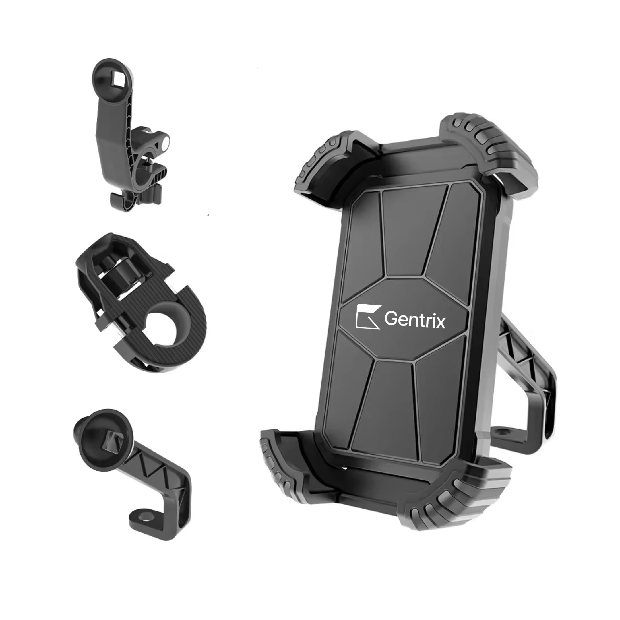 MotoGrip X1 Motorcycle Phone Mount — Anti-Theft 360° Rotation, Anti-Shake Shock Absorption, One-Hand Pick & Place, Universal Bike Handlebar Holder for 4.5"–7" Phones | Black-image-4