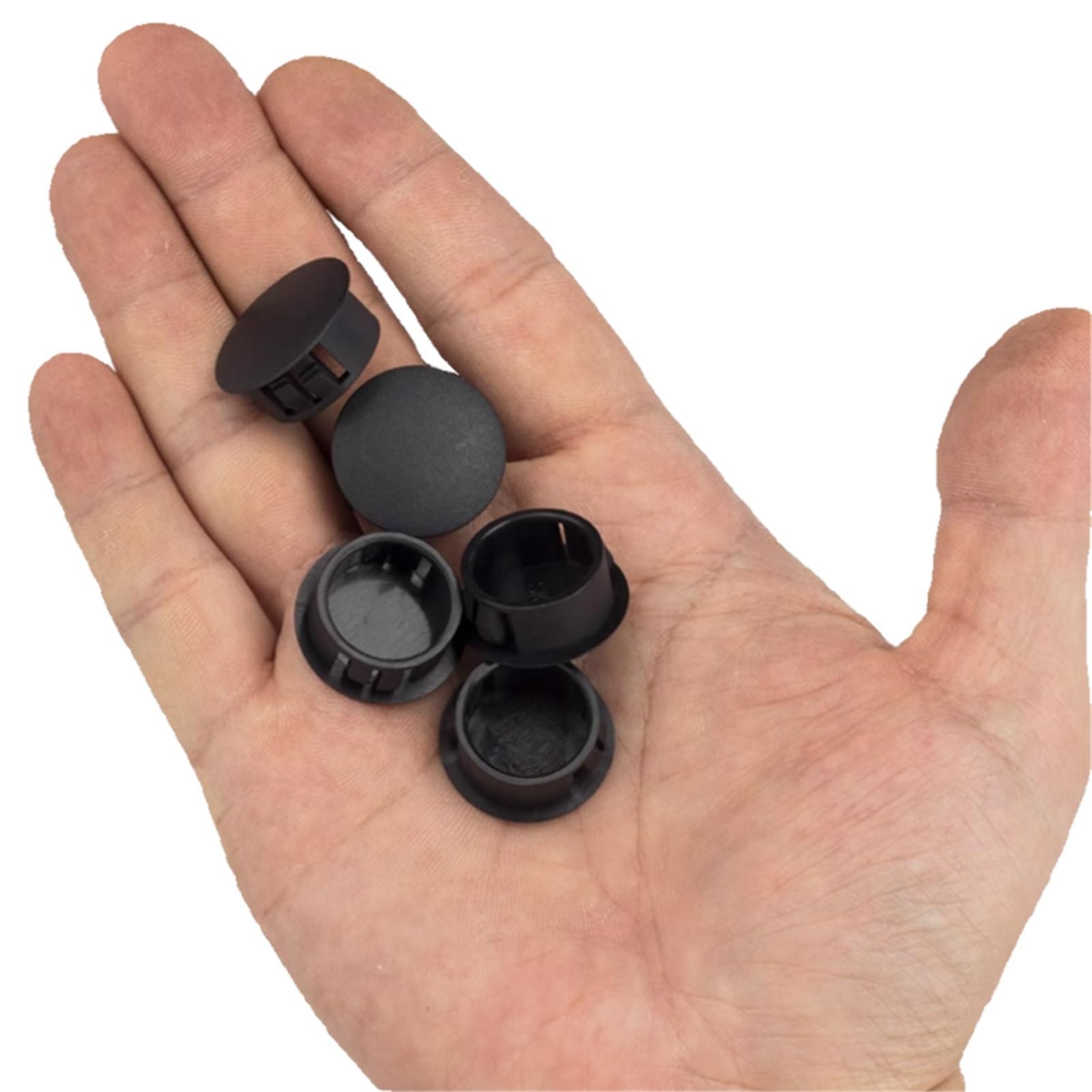 Tapones de plástico con agujero a presión, tapa de rosca negra, tapa de cierre de tapón de bloqueo blanco para muebles de armario (HP-60, 100 unidades, negro)