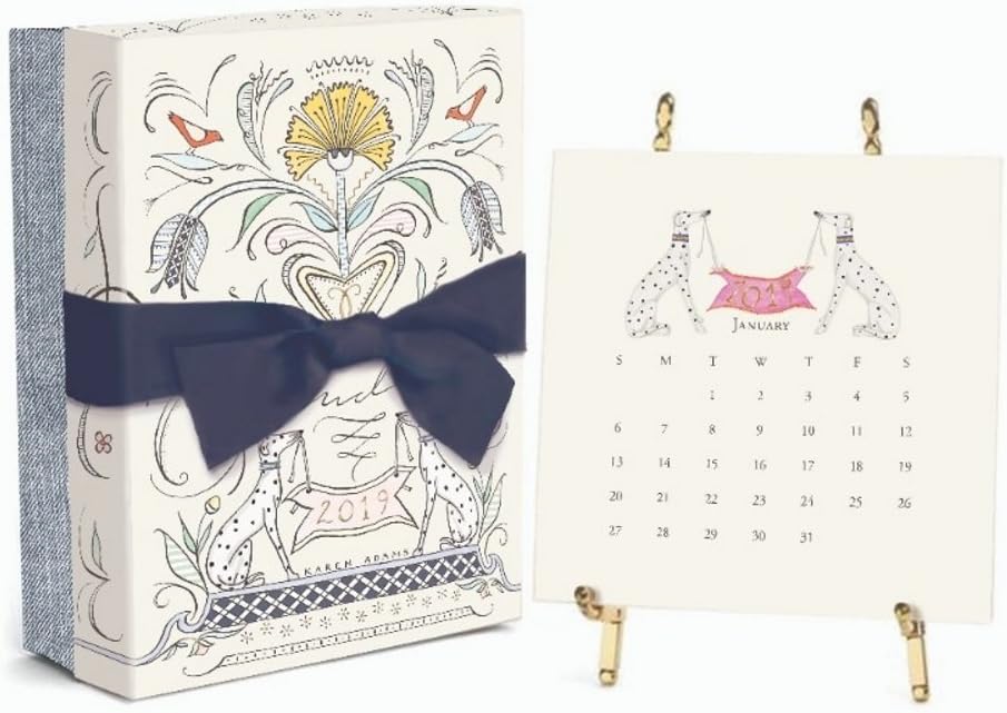 Amazon.co.jp カレン・アダムス2019年デスクカレンダー18月 ゴールドイーゼル 文房具・オフィス用品