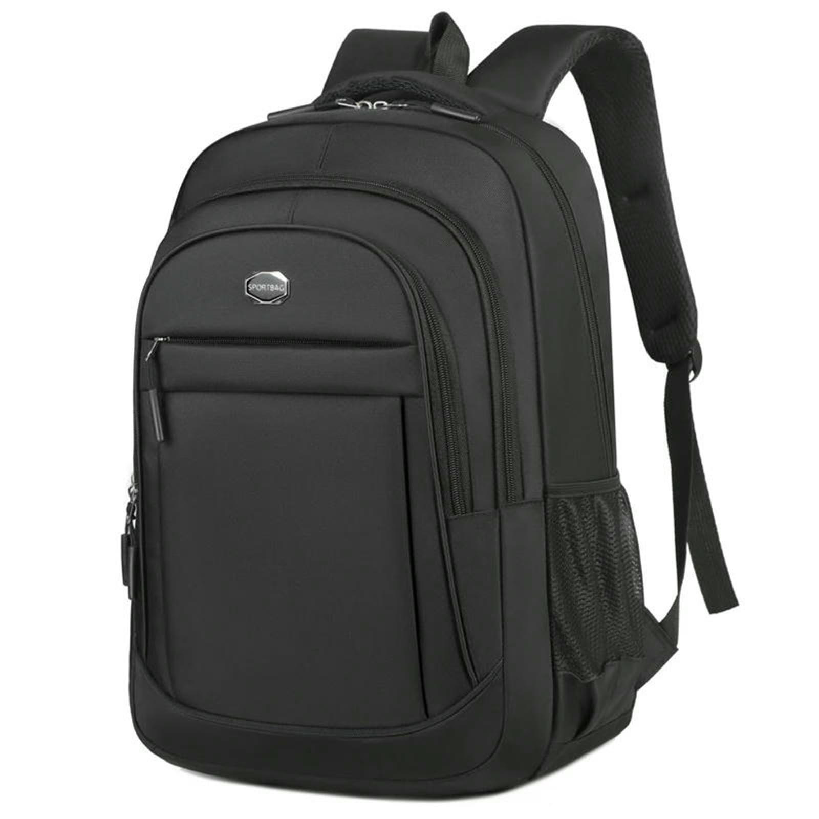 WISEHUBY Men'S Backpacks Oxford Waterproof Rucksack Business Computer Bag Casual Travel Backpack Senior High School Student Schoolbag-Black