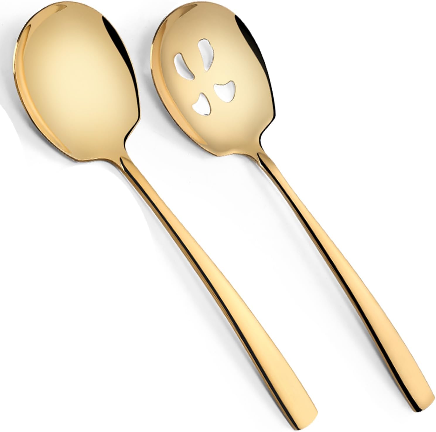 Large Serving Spoons,12 Inch 1xServing Spoon,1 xSlotted,kitchen utensils set for Buffet (2pack,Gold)