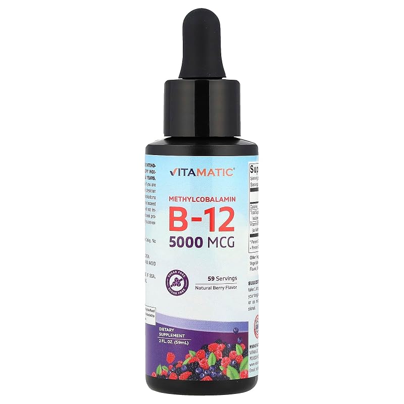Vitamatic Vitamina B12 líquida de metilcobalamina 5.000 mcg, 59 mL