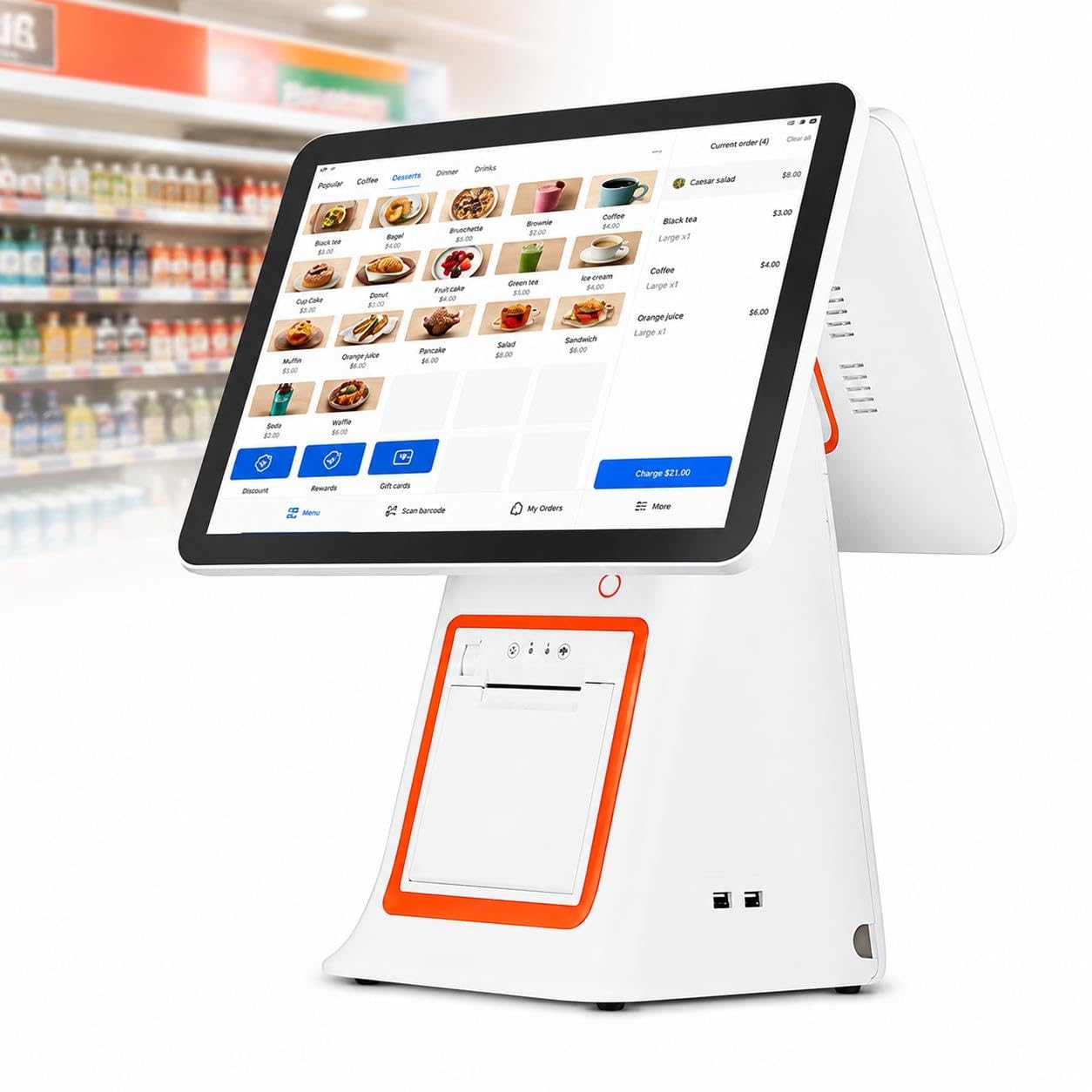 Caja registradora Todo en uno, pos de Pantalla Dual