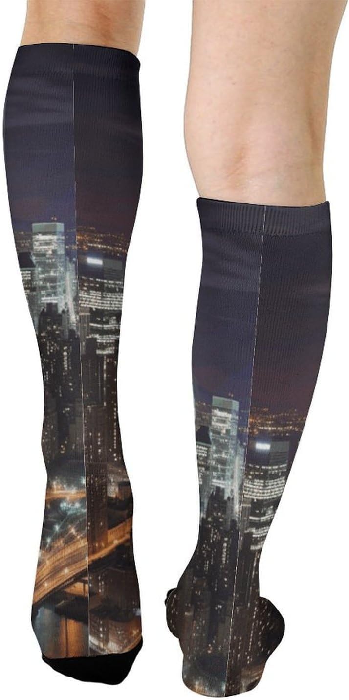Knee High Socks New York Night Long Tube Boot Seamless Toe