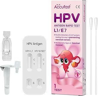 Accufast HPV Home Test Kit - L1/E7 Rapid Test Kit for Women, at-Home Early HPV Screening with Swab, Ll/E7 Dual Detection for Accurate HPV Results, Ideal for Women Aged 25+