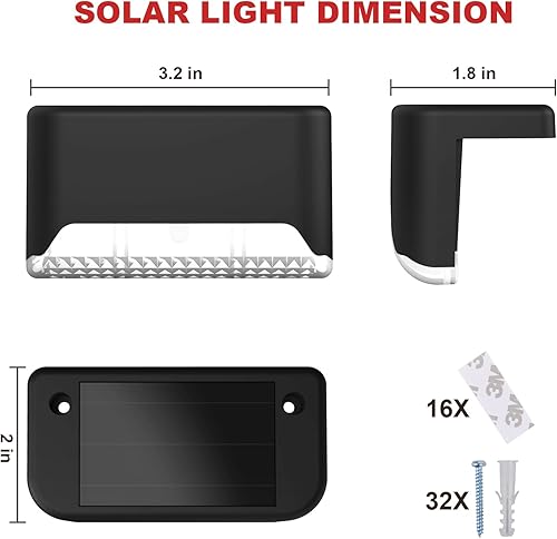 Miniatura 6 de Luces solares para exteriores, impermeables LED para cubierta, para escaleras, patio, vallas, pasarelas, 4 unidades de encendido y apagado