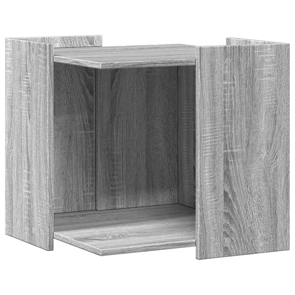 Katzenklo Schrank Grau Sonoma, 53x53x51 cm Katzenhaus Holzwerkstoff, Beistelltisch für Katzen, Katzenhöhle versteckt für Katzentoilette und Katzenbett