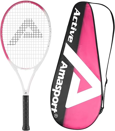AMA SPORT Adult Tennis Racket - Pre-Strung Light Balance 27 inch Tennis Racquet for Women and Men Grip Size 2-4 14"