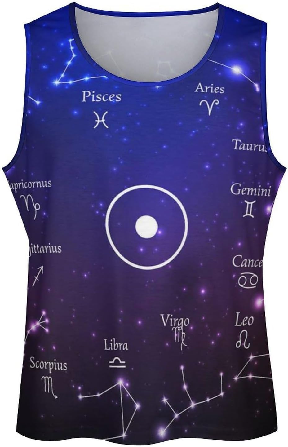 Zodiac Constellations Mens Tank Tops Sleeveless Muscle Shirts Beach Casual Gym Shirt Vest Tee Tops