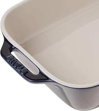 Staub Ceramic Rectangular Gratin Dish, Dark Blue, 10.5 x 7.5