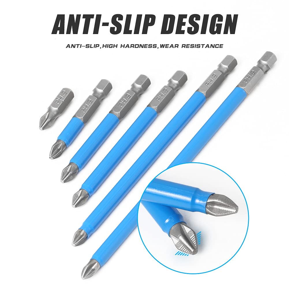 Set 1-10 Inserti per Cacciavite a Croce PH2, Magnetici, Acciaio S2 Antiscivolo per Avvitatore a Impulsi, Attacco 1/4 Pollici per Trapano Elettrico e Fai da Te(10-piecesetof127L)