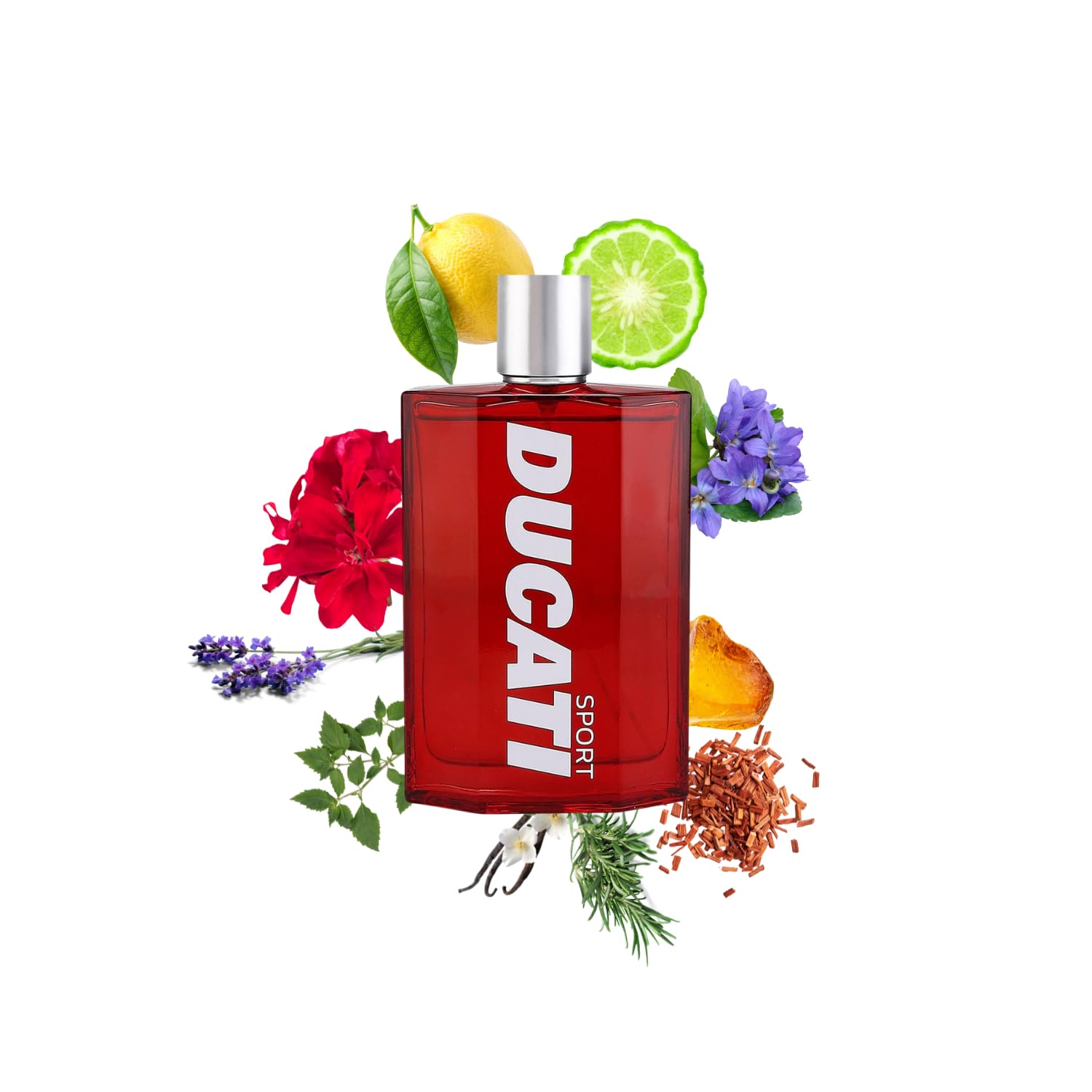 Ducati Sport Cologne for Men - Amber Fougere Scent with Lavender, Bergamot, and Rosemary - Mens Cologne and Pouch - 2 pc.