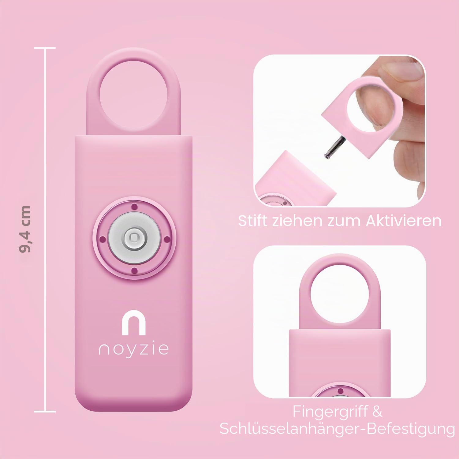 Personenalarm für Frauen mit GPS-Tracker – finde geliebte Menschen über Apple „Wo ist?“ App – USB-ladbarer 130dB Sicherheitsalarm, Bluetooth-Schlüsselfinder & Batterieanzeige Rosa GPS