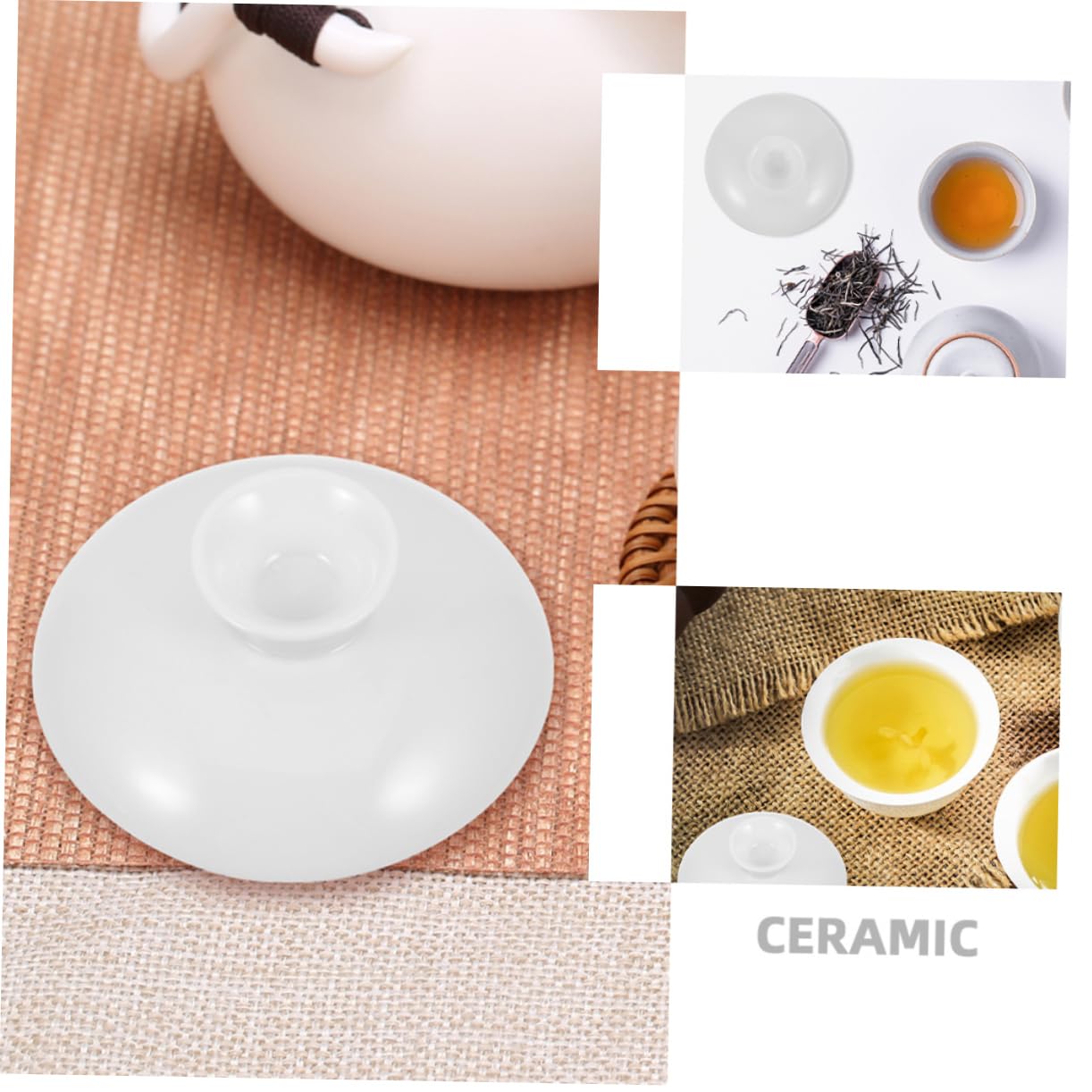 SMASOLO Tapa de Taza de Cerámica para Té Azul y 7 Cm, Cubierta Resistente al Calor, Accesorio para Teteras y Cuencos, Adecuado para Hogar y Oficina, Tapa Repuesto Elegante y Funcional