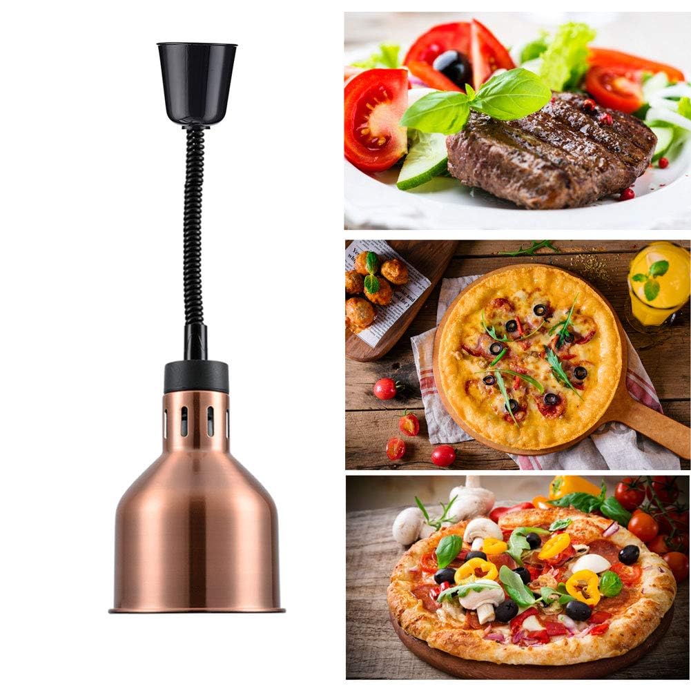 Lámpara para Calentar Alimentos, Lámpara de Calor retráctil para Alimentos con Bombilla calefactora de 250W para Buffet, Equipo de Restaurante, 170 mm-220 V, Paquete de 2