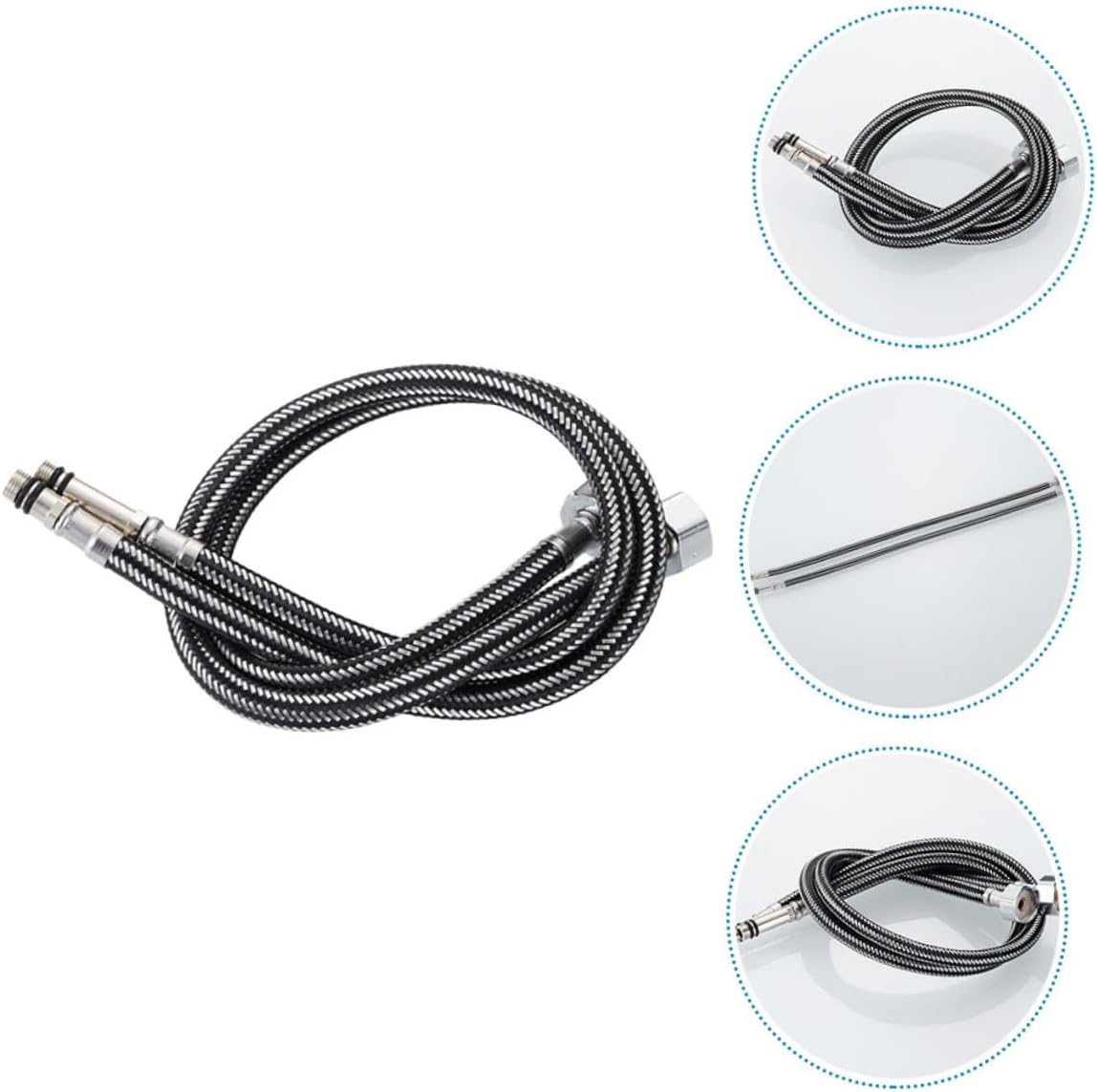 Generic 2pcs Flexible Stainless Steel Faucet Hose Connector Water Supply Line for Kitchen Sink Bathroom and Washbasin Leak Design