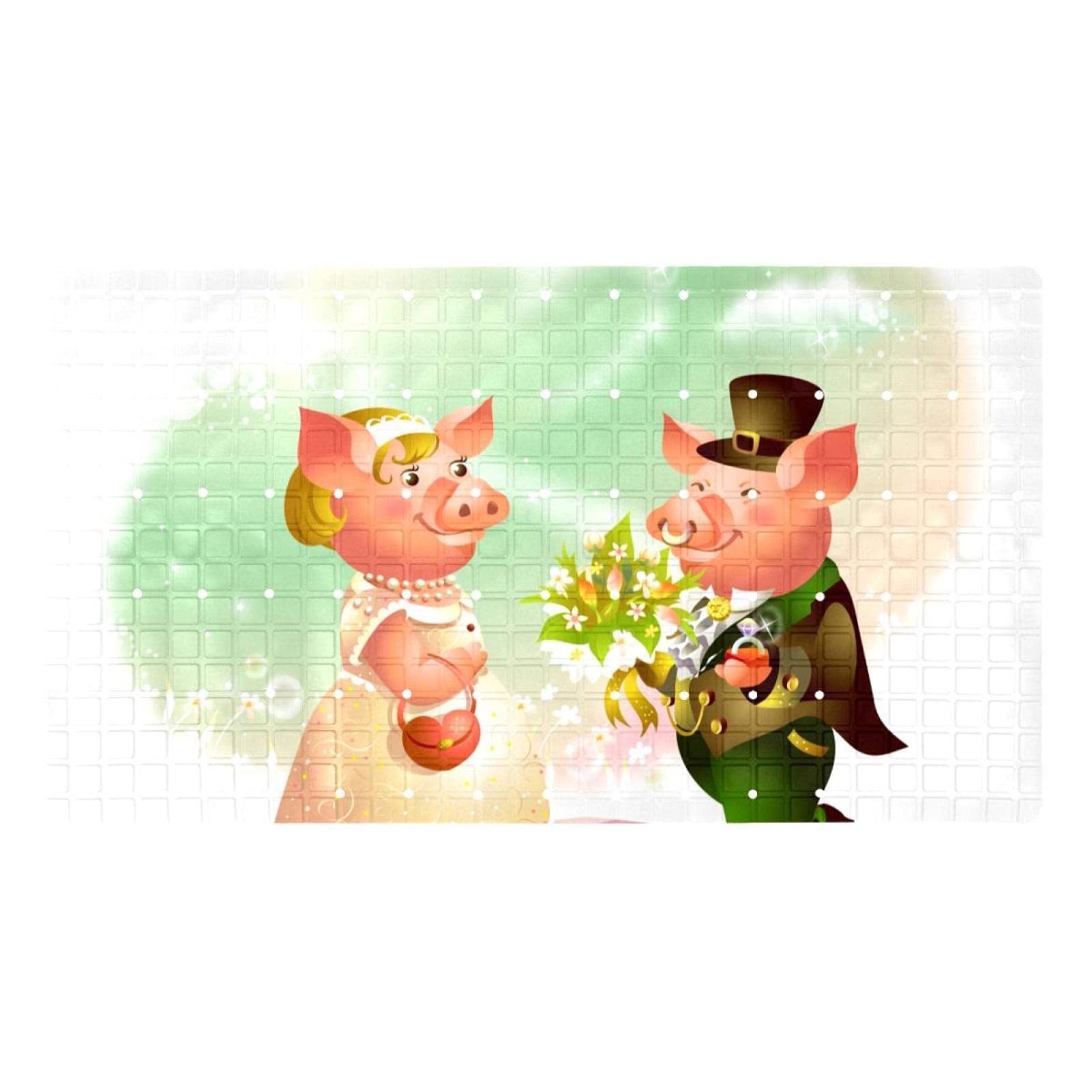 Tapis de bain couple de cochons mignons pour célébrer Happy Valentine's Day