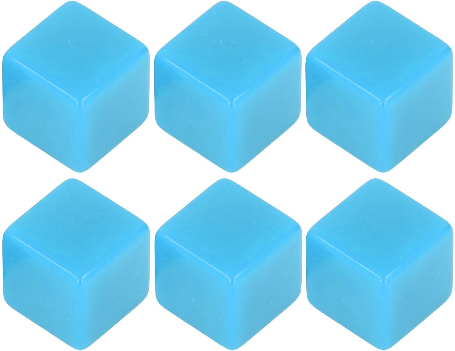Dice Set, 6Pcs Plastic Hexahedral Cubes for Classroom Crafts Board Games Math Teaching, with Customizable Paintable Surfaces for DIY Educational Activities (Blue)