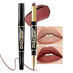evpct 1Pcs Matte Lip Liner and Lipstick Combo Set Kit for Women, Magic Neutral Lipsticks 24 Hours Original Lipstick and Lips Liner Pencil Stain Gloss Makeup Long Lasting Waterproof, 33 MORE TAUPE