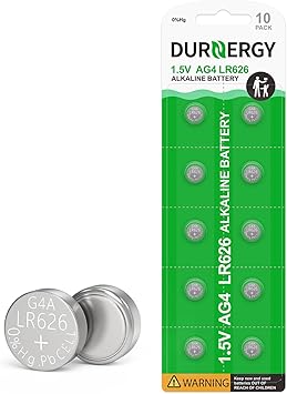 DURNERGY SR626SW Watch Battery 10 Pack, AG4 Alkaline Button Cell Battery, 377/376 Watch Batteries, 1.5V LR626 Batteries 377A