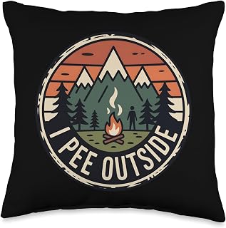 I Pee Outside Funny Camping Hiking I Pee in Woods Men Women Throw Pillow